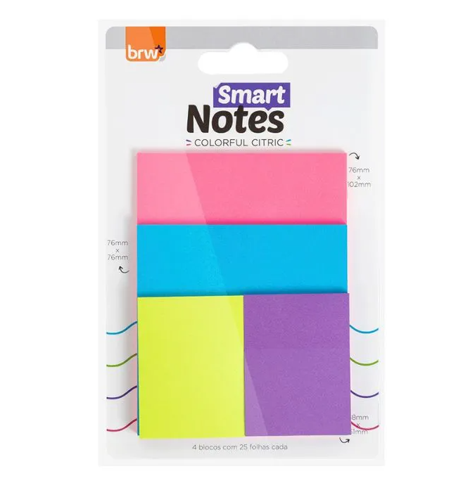 BLOCO SMART NOTES COLORFUL - COLORIDO CÍTRICO - 25FLS