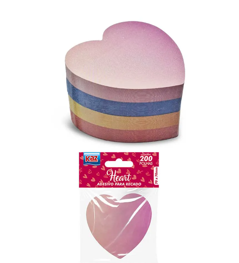 ADESIVO P.RECADO 70X70MM C.200 FLS HEART KZ2030 - KAZ .I.