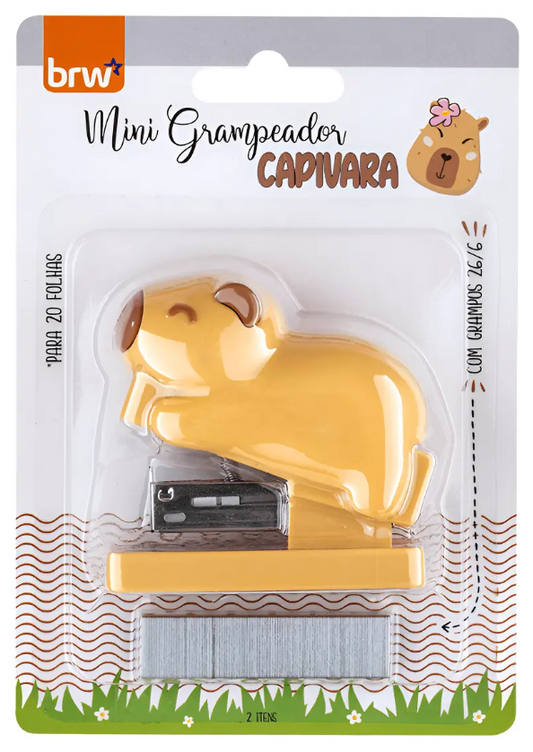 Mini Grampeador Plástico Capivara + Grampos 26/6 Gp0108 Brw