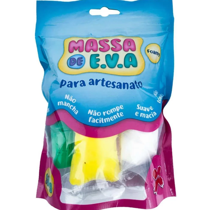 MASSA DE EVA ARTESANATO 50G BR,RO,MAR,VER,RO