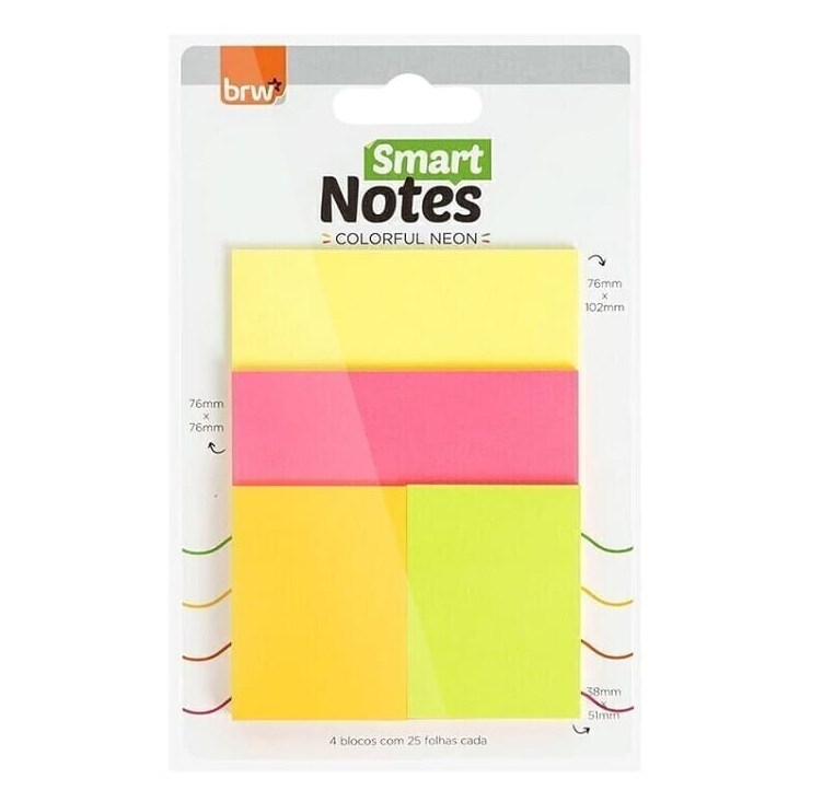 BLOCO SMART NOTES COLORFUL - COLORIDO NEON - 25FLS
