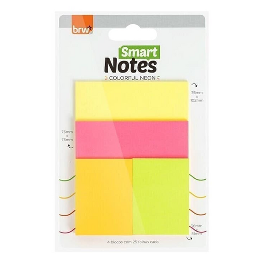 BLOCO SMART NOTES COLORFUL - COLORIDO NEON - 25FLS