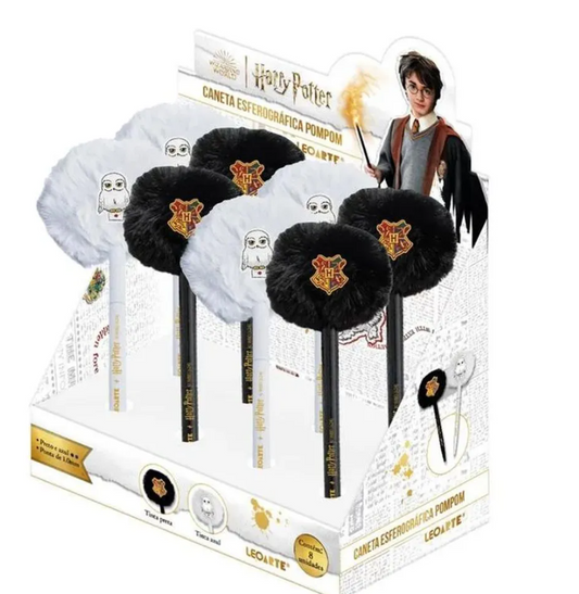 CANETA CORPO METAL POMPOM COM APLIQUE HARRY POTTER